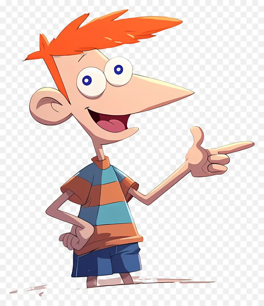 Phineas Flynn，เด็กชายการ์ตูนที่มีผมสีส้ม PNG