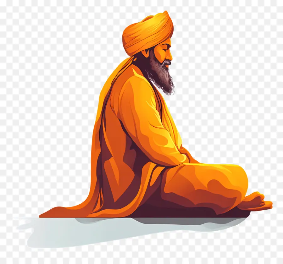 อาจารย์ Nanak Jayanti，มุมมองด้านข้างนั่งสมาธิ PNG