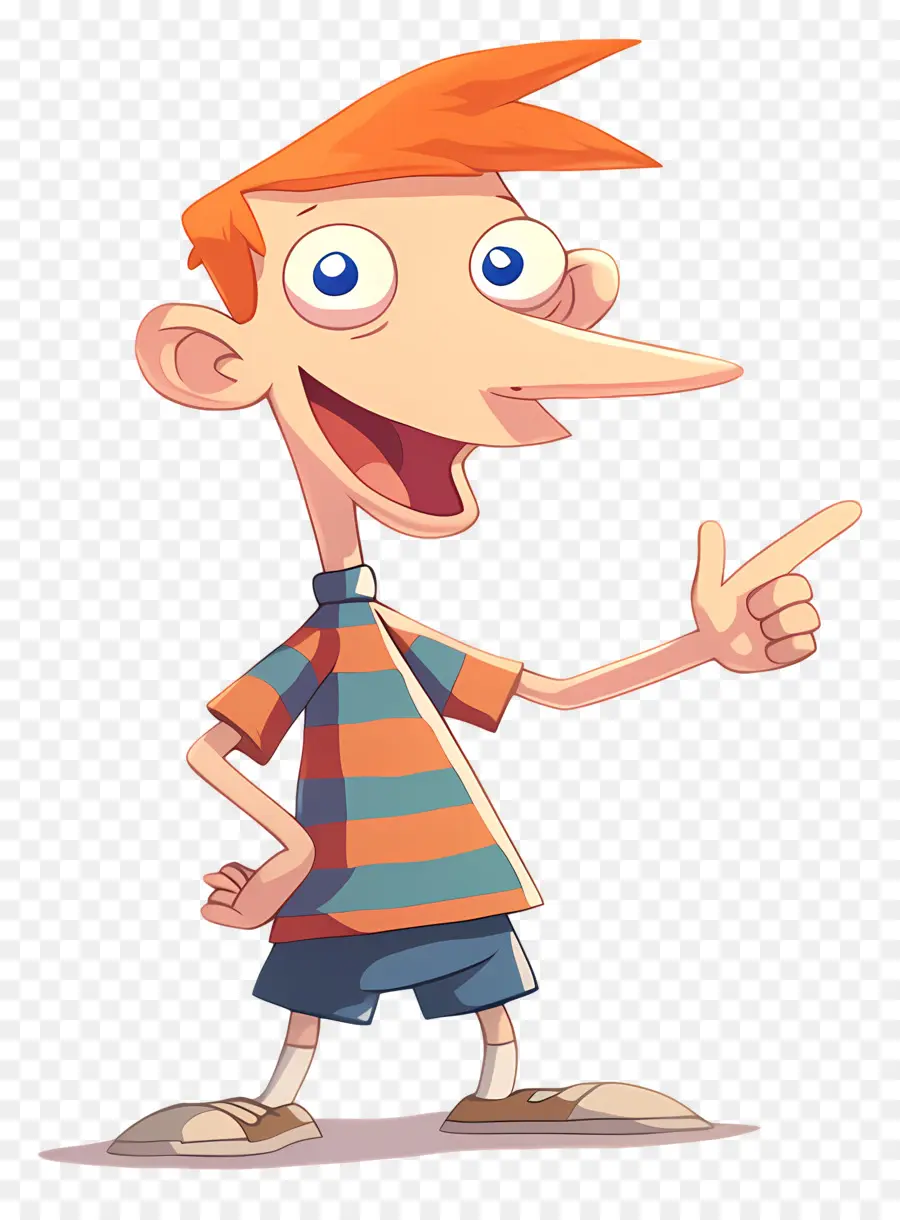 Phineas Flynn，เด็กชายการ์ตูนที่มีผมสีส้ม PNG