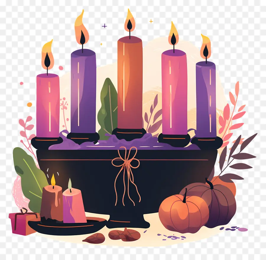 Happy Kwanzaa，เทียนกับฟักทอง PNG