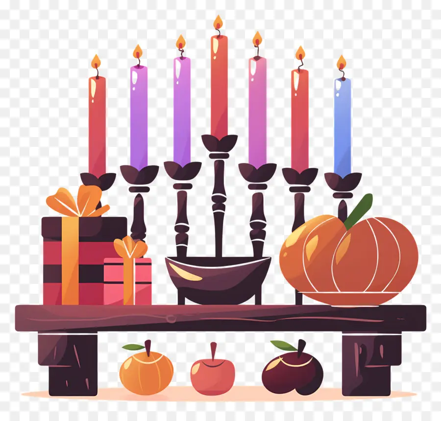 Happy Kwanzaa，เทียนสีสันสดใส PNG