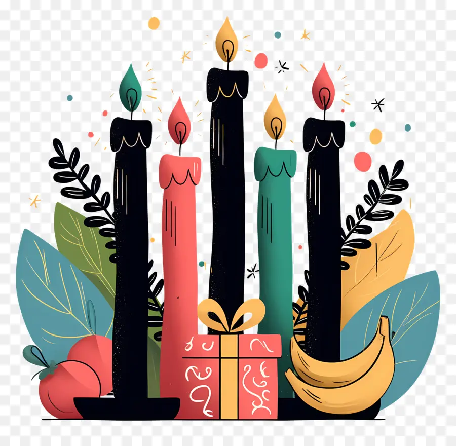 Happy Kwanzaa，เทียนสีสันสดใส PNG