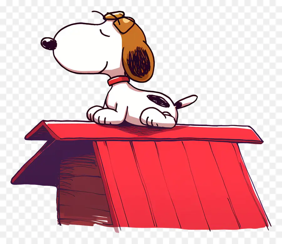 Snoopy นอนหลับ，สุนัขการ์ตูนบนบ้านสีแดง PNG