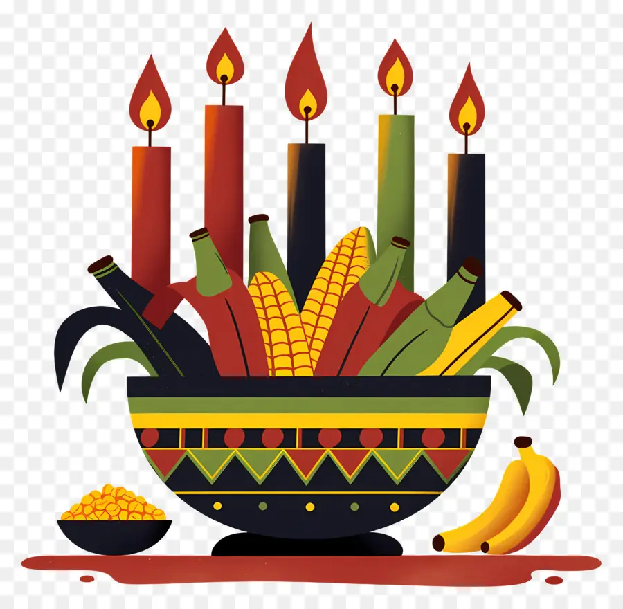 Happy Kwanzaa，เทียนและข้าวโพด PNG