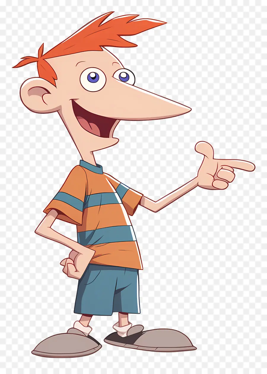 Phineas Flynn，เด็กชายการ์ตูนที่มีผมสีส้ม PNG