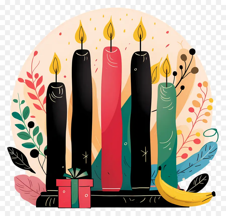 Happy Kwanzaa，เทียนสีสันสดใส PNG