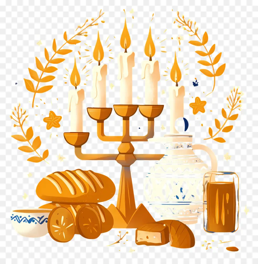 Hanukkah，เทียนและขนมปัง PNG