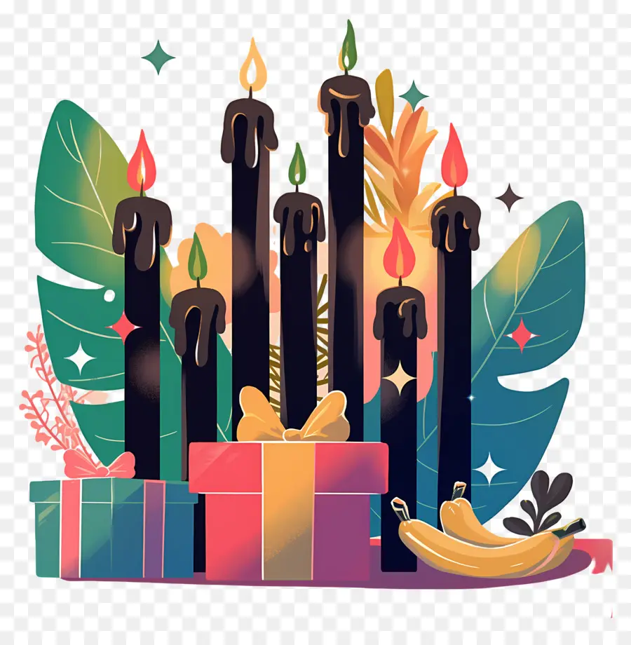 Happy Kwanzaa，เทียนสีดำ PNG