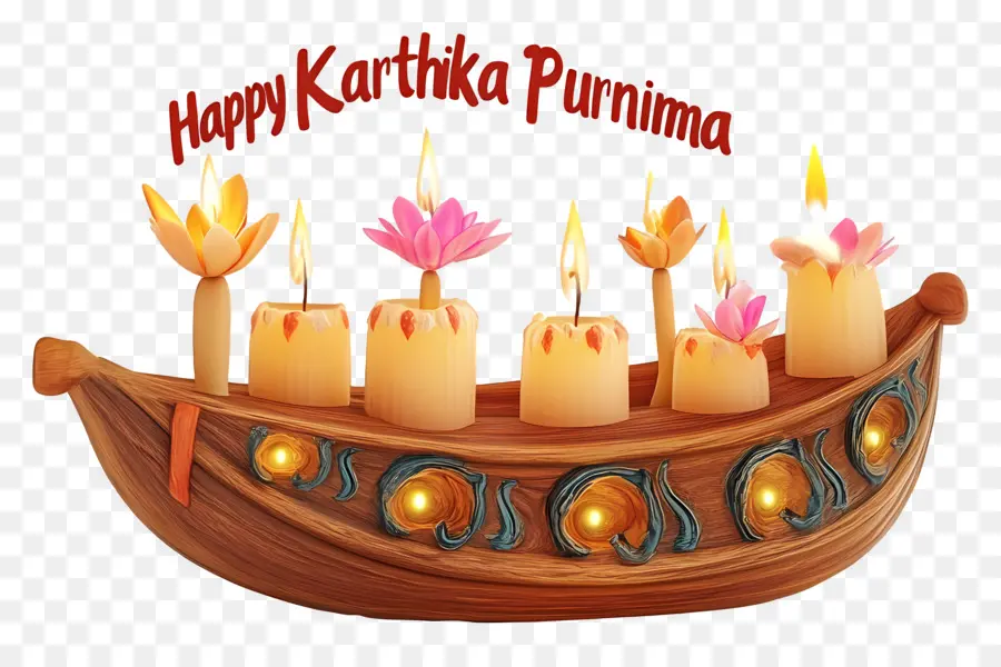 Happy Karthika Purnima，เรือตกแต่งด้วยเทียน PNG