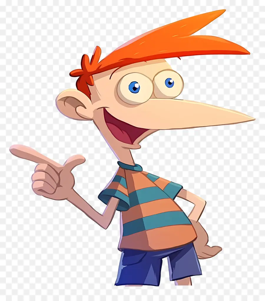 Phineas Flynn，เด็กชายการ์ตูนที่มีผมสีส้ม PNG