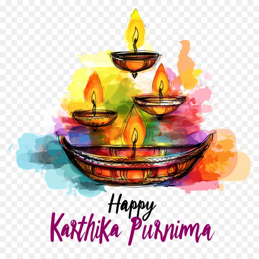 Kartik Purnima，Diyas สีสันสดใส PNG