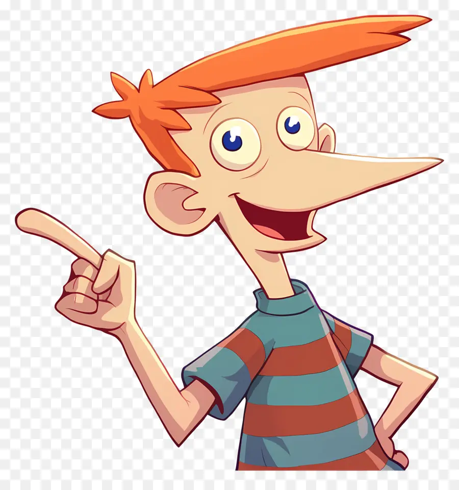 Phineas Flynn，เด็กชายการ์ตูนที่มีผมสีส้ม PNG