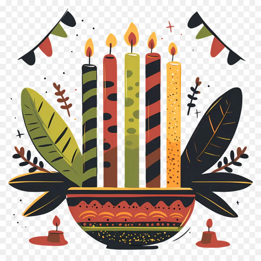 Happy Kwanzaa，เทียนในชาม PNG