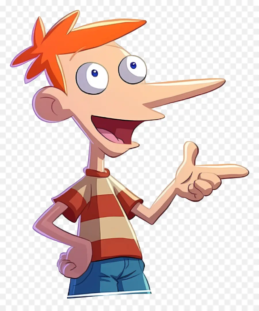 Phineas Flynn，เด็กชายการ์ตูนที่มีผมสีส้ม PNG