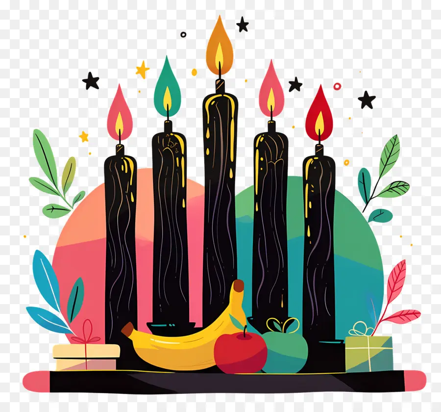 Happy Kwanzaa，เทียนสีสันสดใส PNG