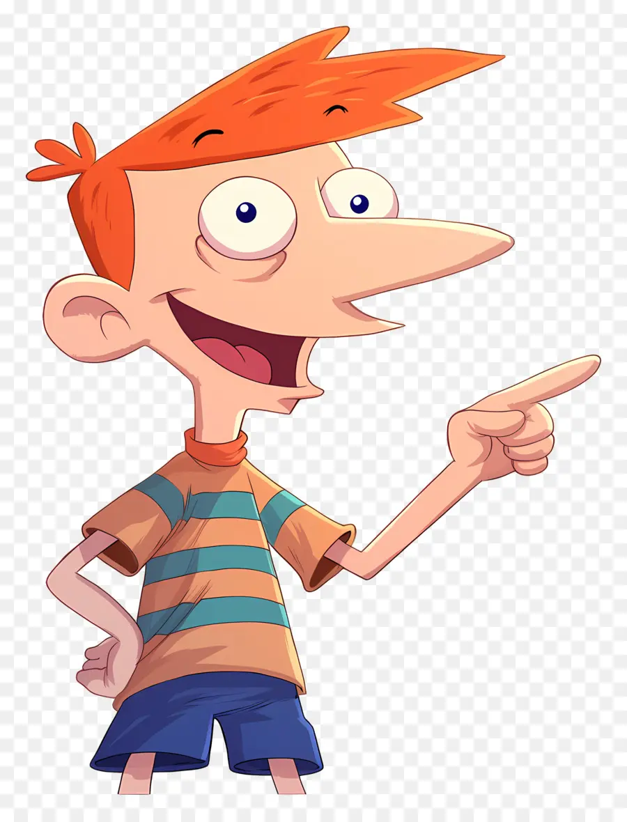 Phineas Flynn，เด็กชายการ์ตูนที่มีผมสีส้ม PNG