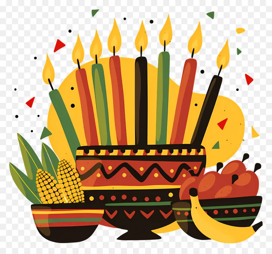 Happy Kwanzaa，เทียนในชาม PNG