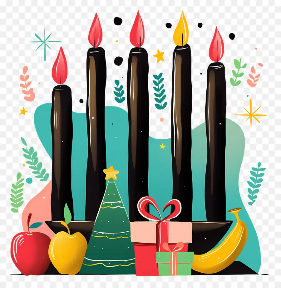 Happy Kwanzaa，เทียนสีดำ PNG