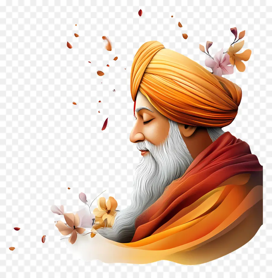 อาจารย์ Nanak Jayanti，ผู้ชายที่มีดอกไม้ PNG