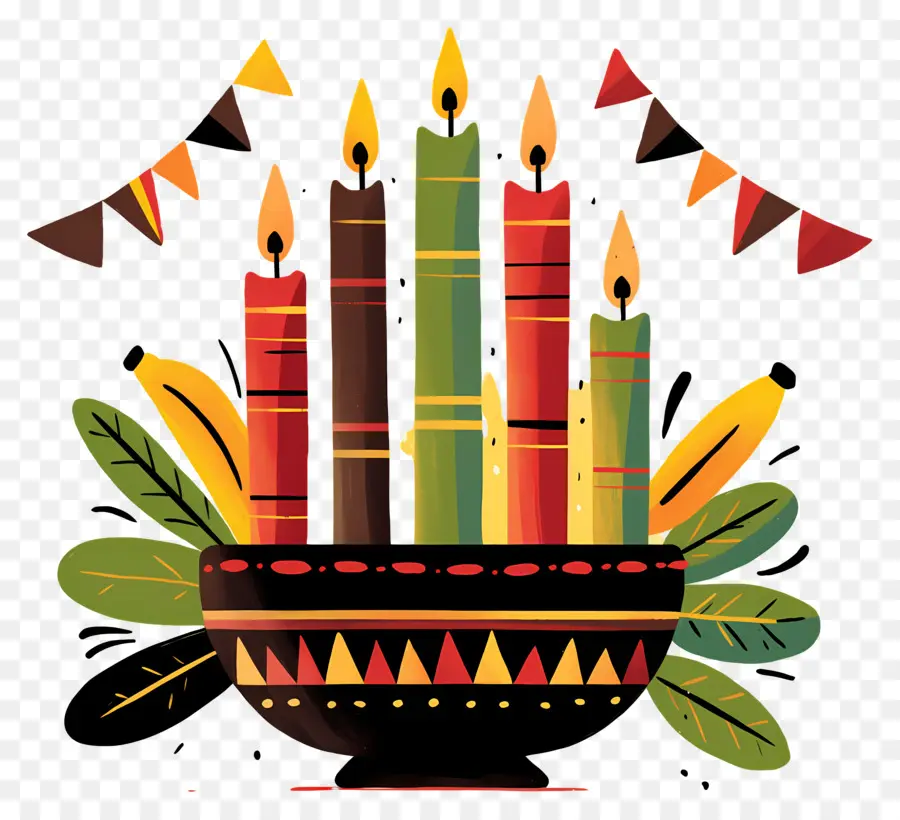 Happy Kwanzaa，เทียนในชาม PNG