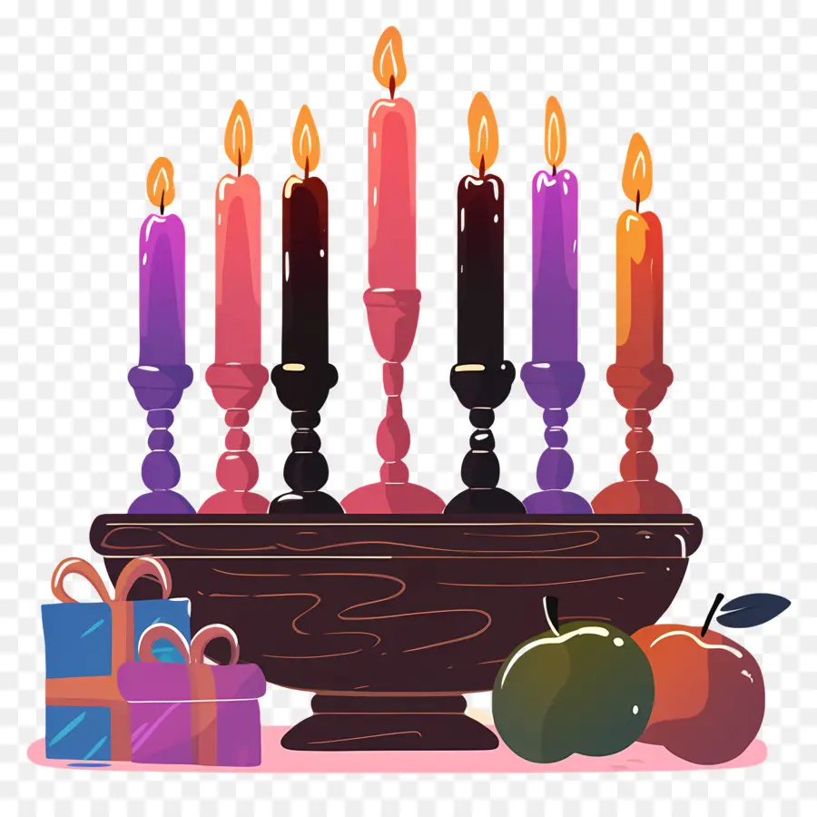 Happy Kwanzaa，เทียนสีสันสดใส PNG