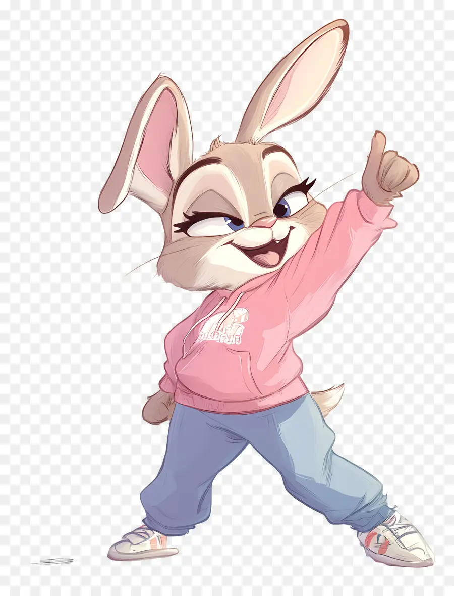 Judy Hopps，กระต่ายการ์ตูนในเสื้อฮู้ดสีชมพู PNG