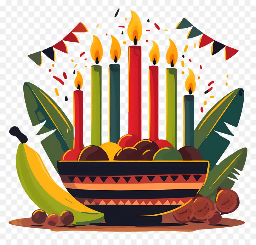 Happy Kwanzaa，เทียนในชาม PNG