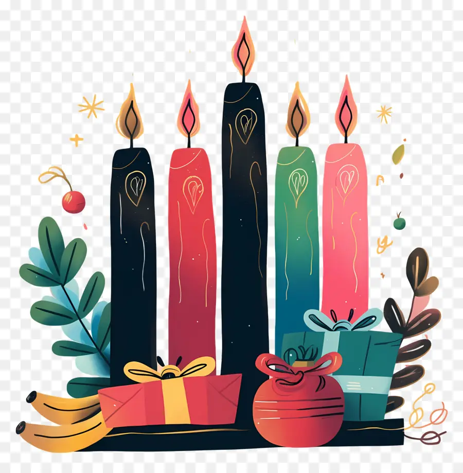 Happy Kwanzaa，เทียนสีสันสดใส PNG