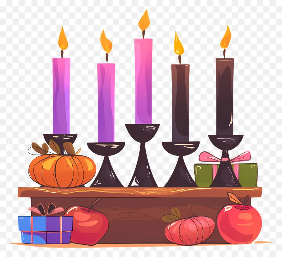 Happy Kwanzaa，เทียนสีสันสดใส PNG