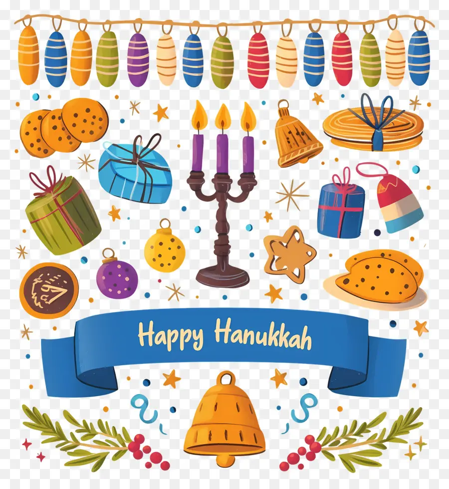 Hanukkah Menorah，ของตกแต่ง Hanukkah PNG