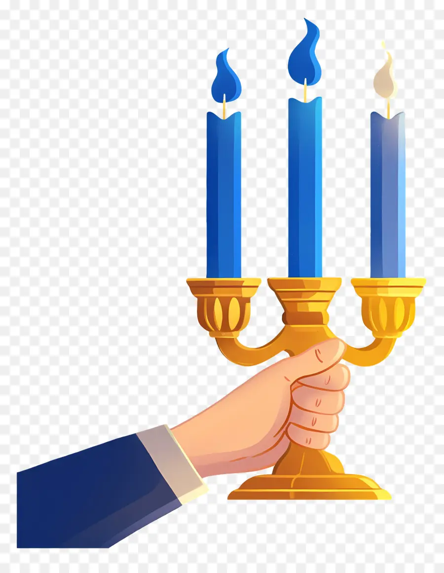 Hanukkah Menorah，เชิงเทียนกับเทียนสีน้ำเงิน PNG