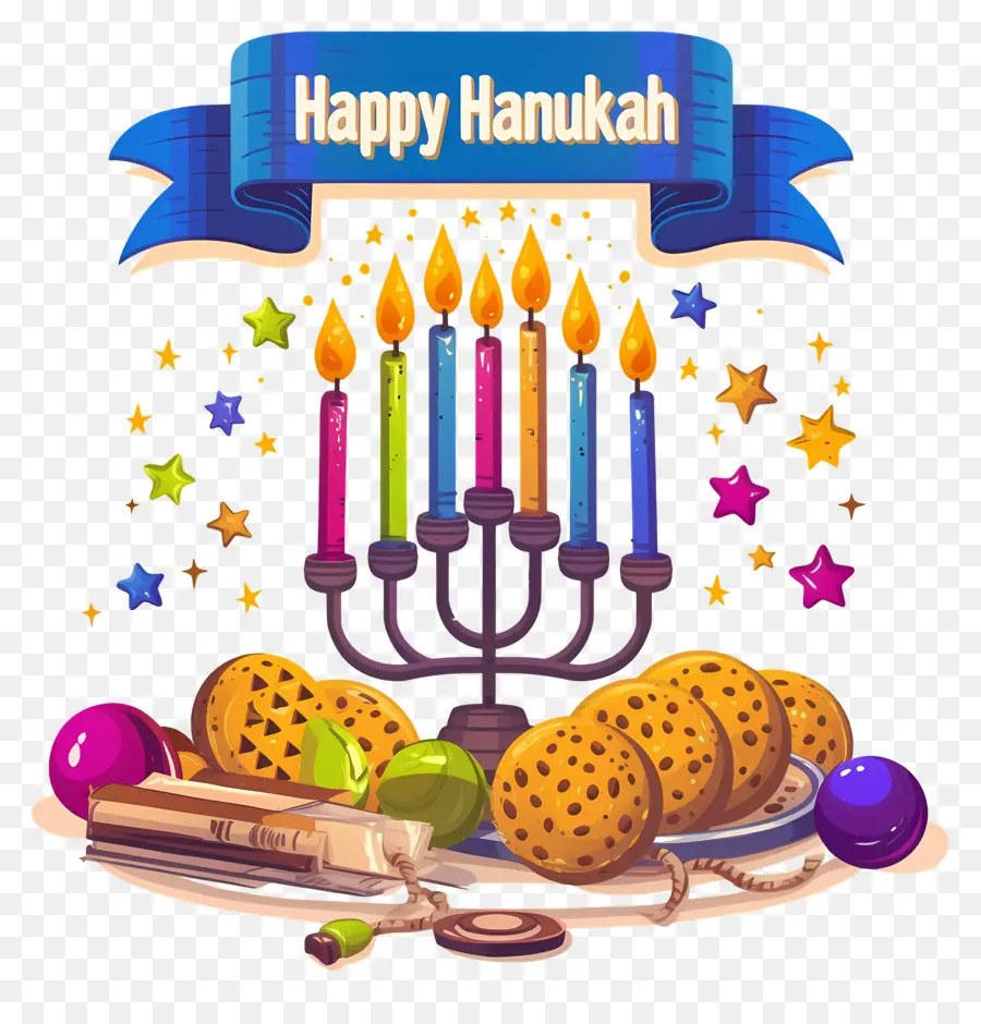 Hanukkah Menorah，Menorah กับเทียน PNG