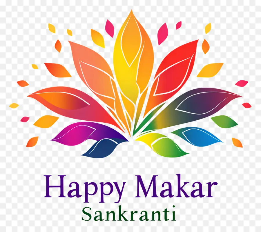 Happy Makar Sankranti，ใบมีสีสัน PNG