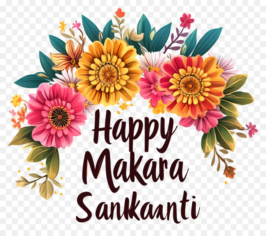 Happy Makar Sankranti，การจัดดอกไม้ PNG