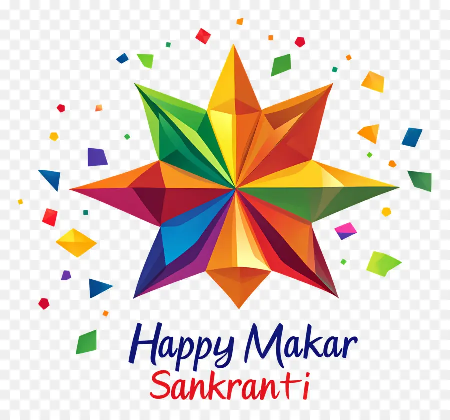 Happy Makar Sankranti，ดาวสีสันสดใส PNG