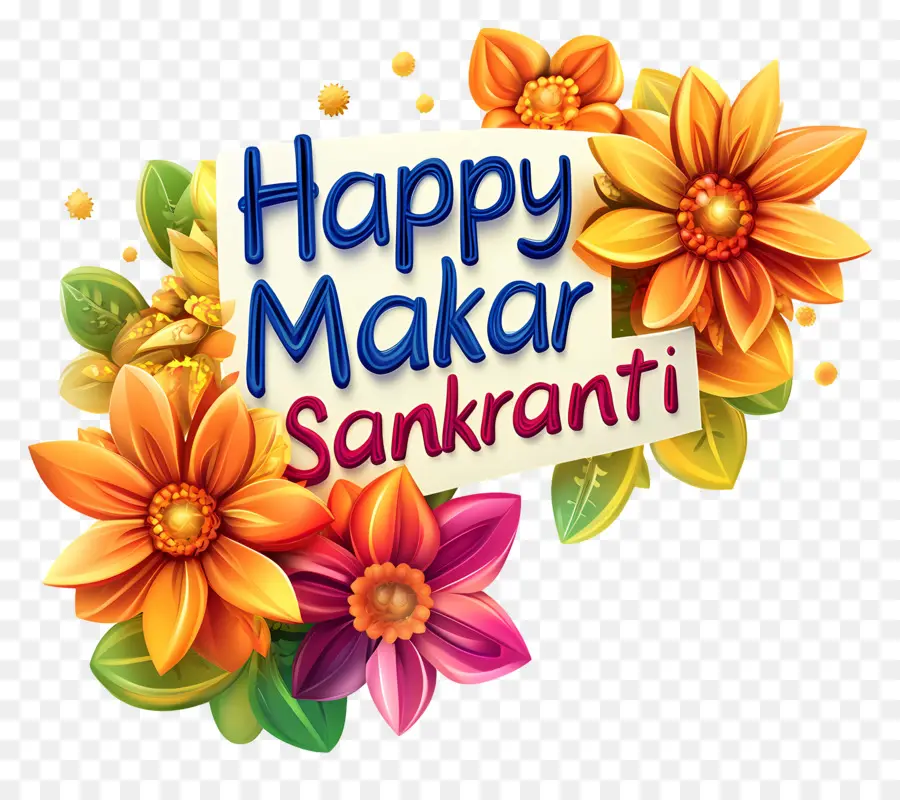 Happy Makar Sankranti，ดอกไม้ PNG