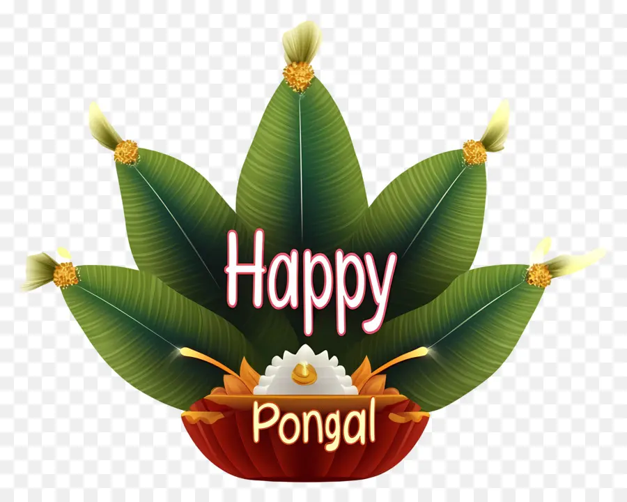 Pongal มีความสุข，ใบกล้วยและข้าว PNG