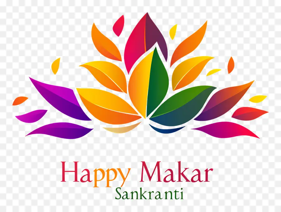 Happy Makar Sankranti，ใบมีสีสัน PNG