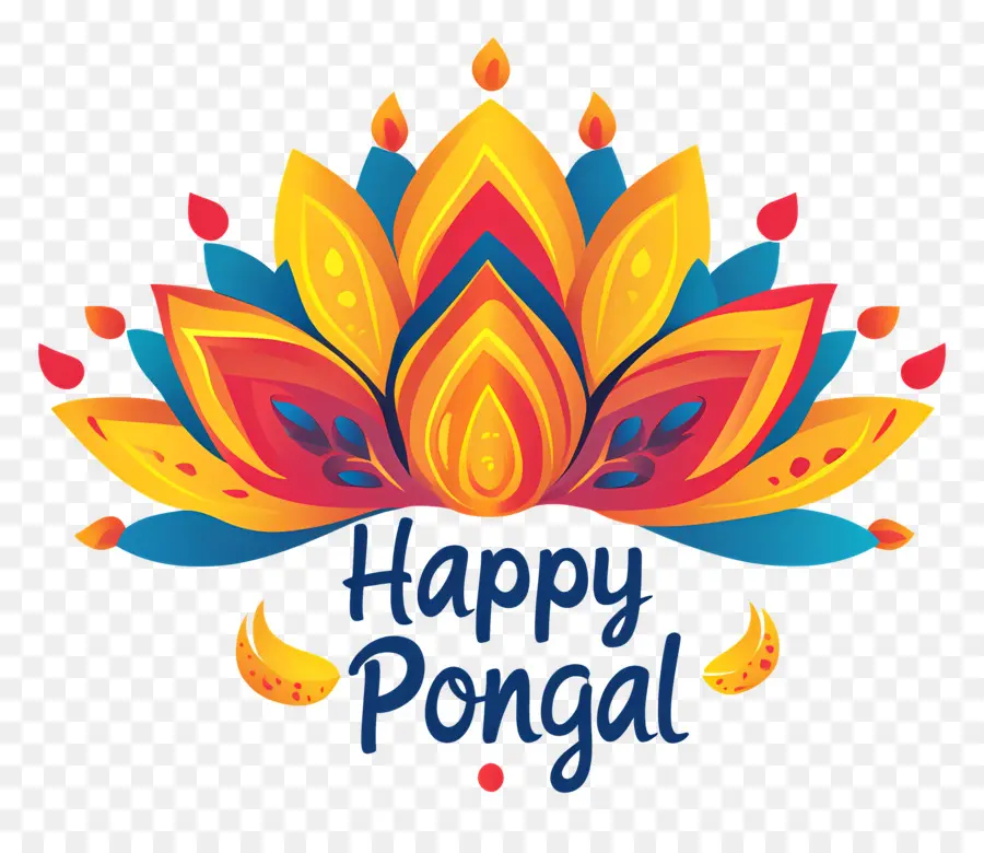 Pongal มีความสุข，ดอกบัวสีสันสดใส PNG