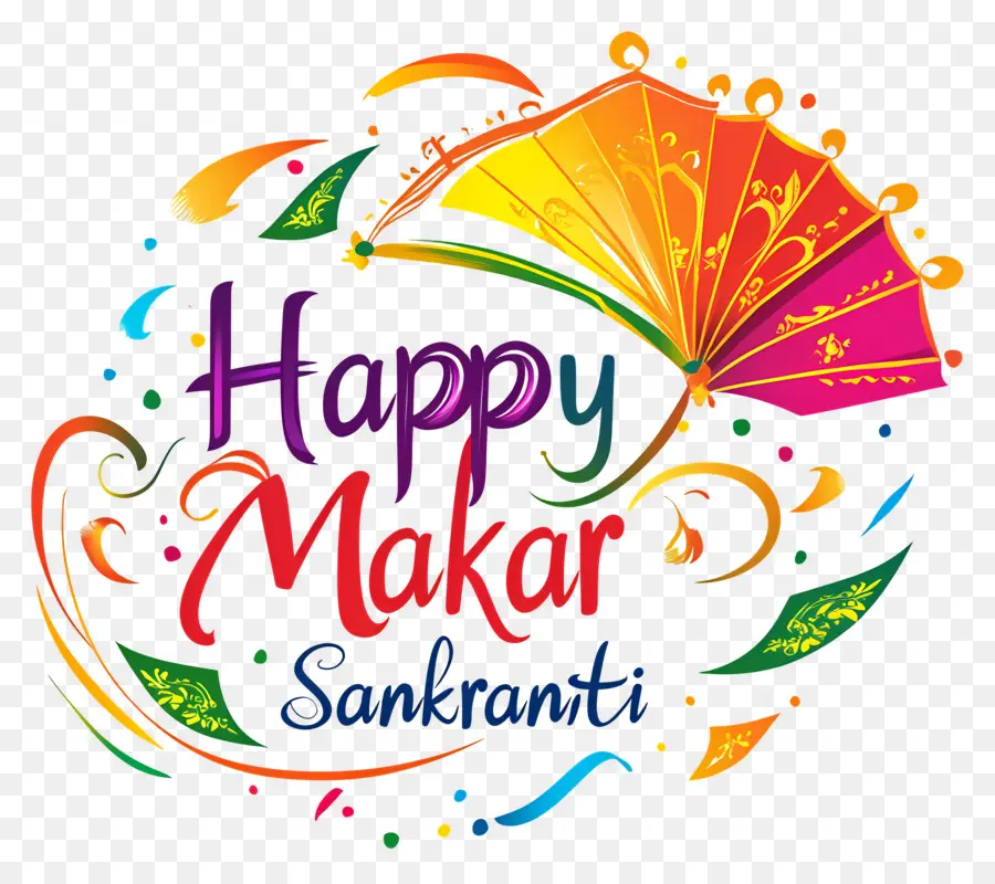 Happy Makar Sankranti，ร่มสีสันสดใส PNG