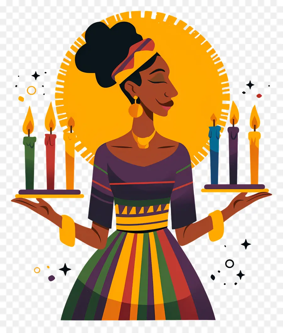 Happy Kwanzaa，ผู้หญิงกับเทียน PNG