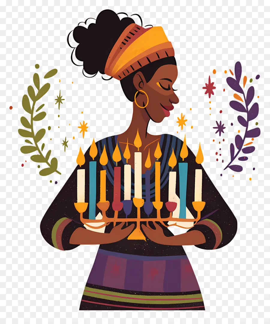 Happy Kwanzaa，ผู้หญิงกับเทียน PNG