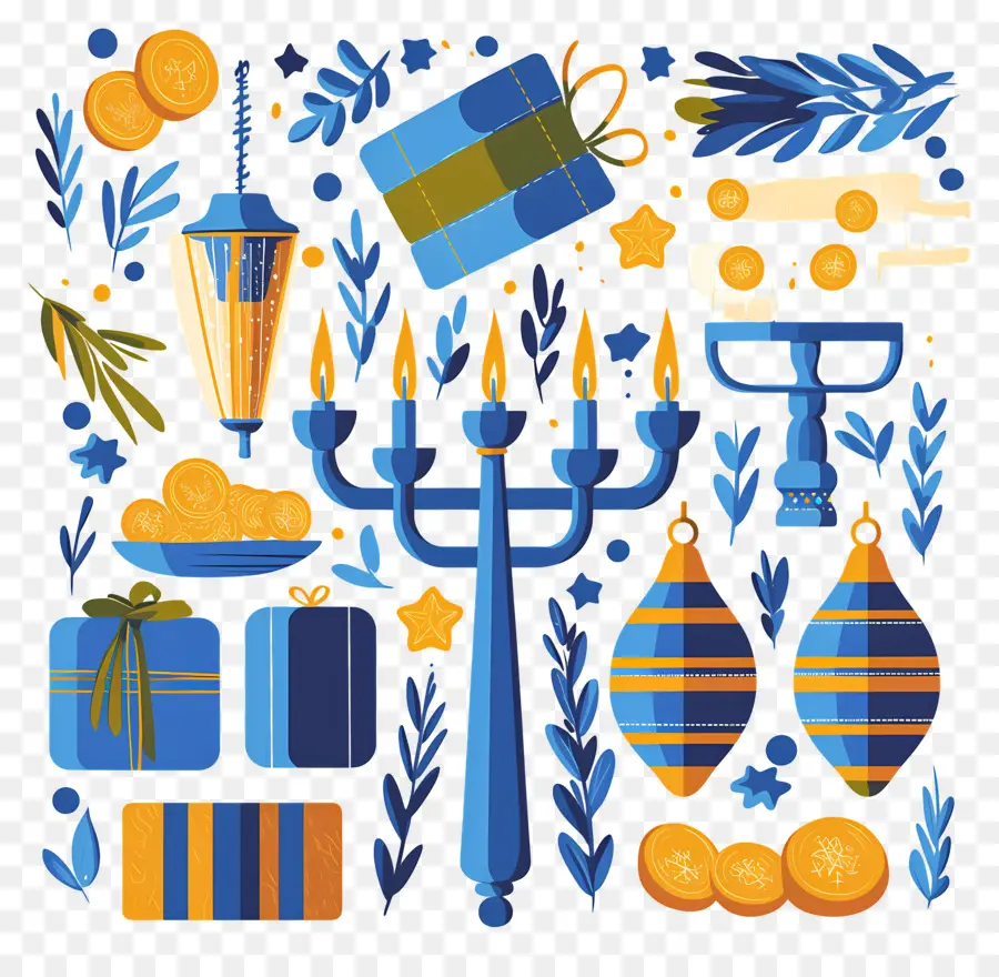 Hanukkah มีความสุข，เมโนราห์ PNG