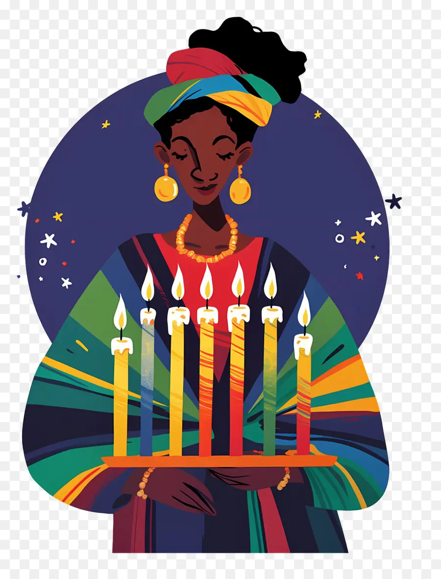 Happy Kwanzaa，ผู้หญิงกับเทียน PNG