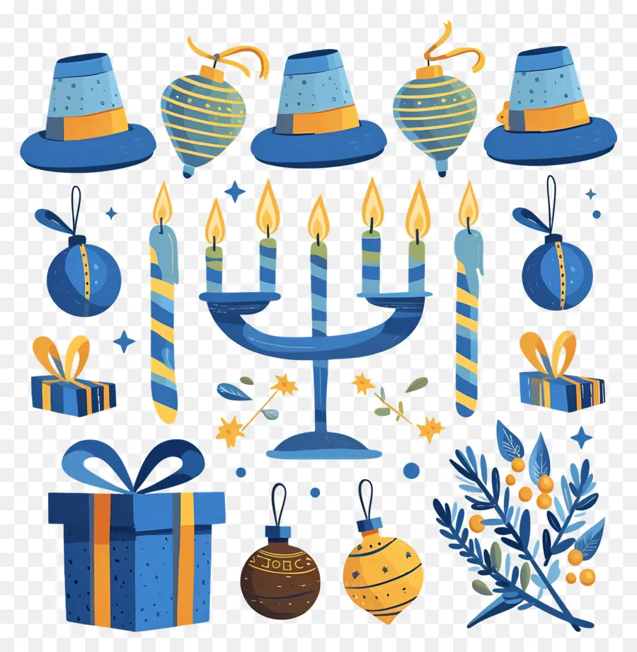 Hanukkah มีความสุข，เมโนราห์ PNG