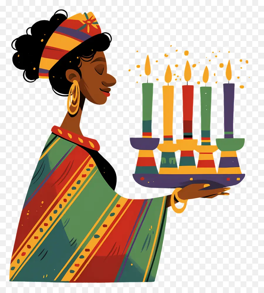 Happy Kwanzaa，ผู้หญิงกับเทียน PNG