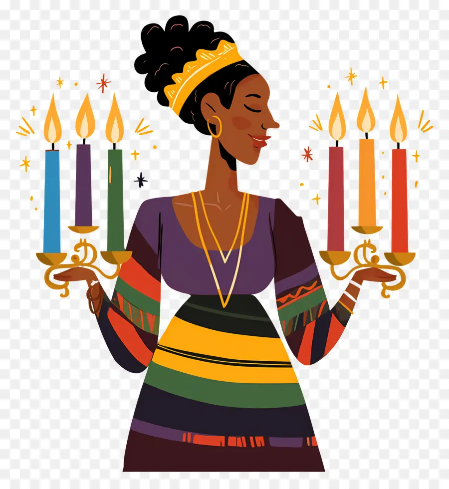 Happy Kwanzaa，ผู้หญิงกับเทียน PNG