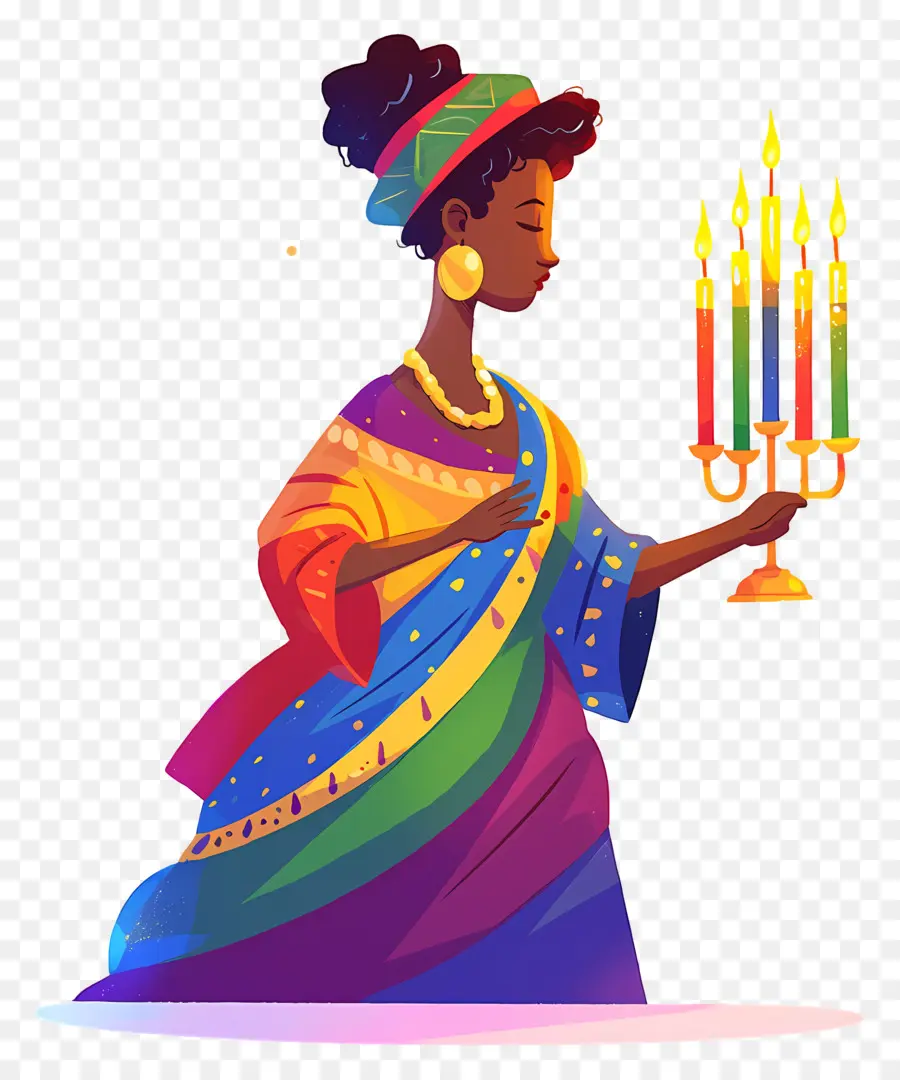 Happy Kwanzaa，ผู้หญิงกับเทียน PNG