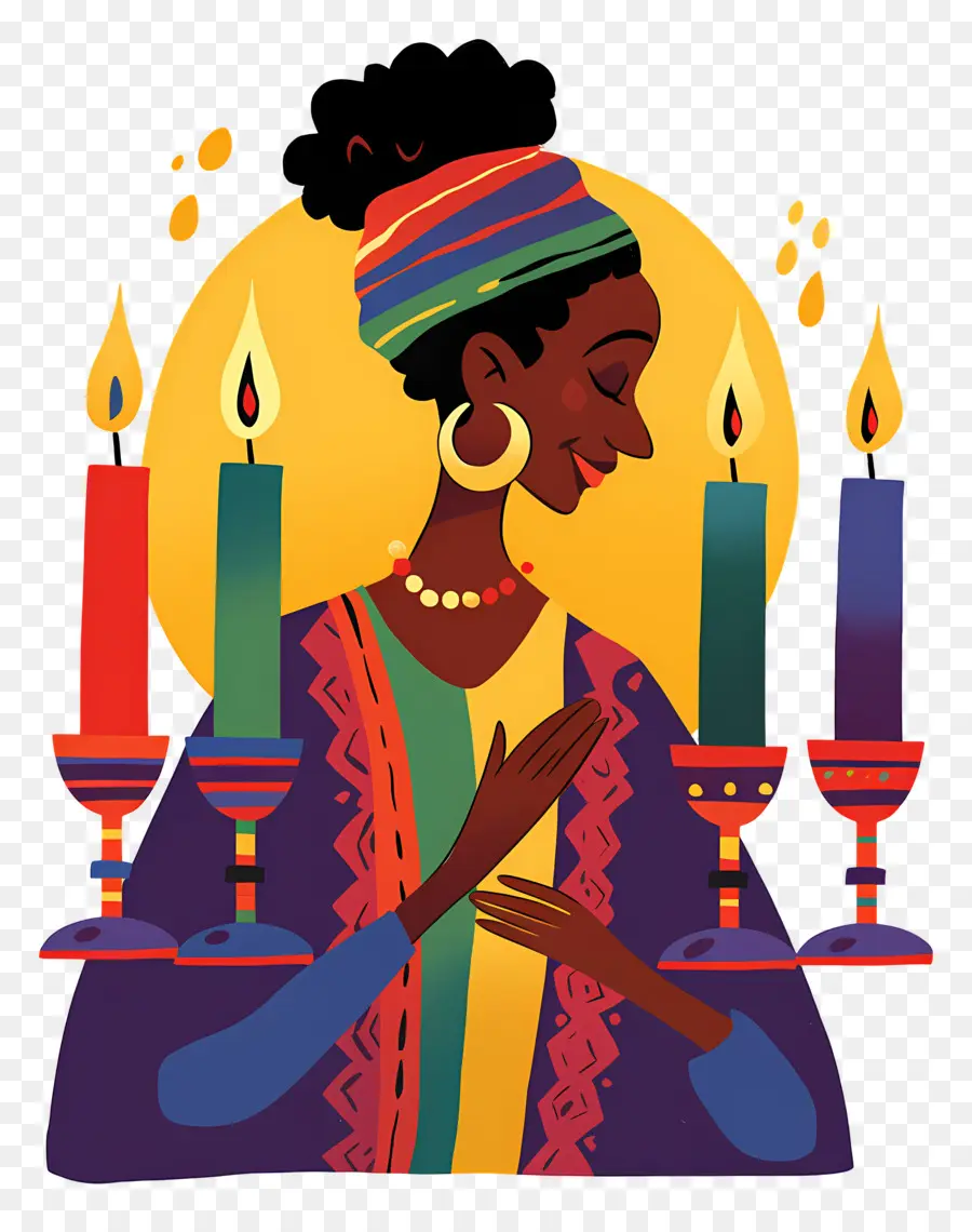 Happy Kwanzaa，ผู้หญิงกับเทียน PNG