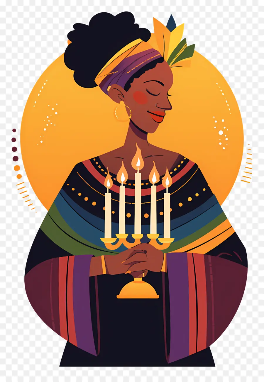 Happy Kwanzaa，ผู้หญิงกับเทียน PNG